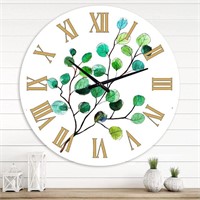 Traditional Wall Clock Eucalyptus Leaves