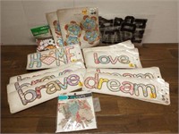 Big Lot of Fabric Patch Appliques Dream, Home