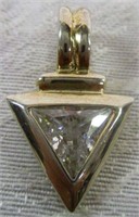 Sterling Silver Trilliant Cut CZ Necklace Pendant