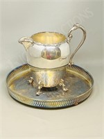 silver plate water jug and tray