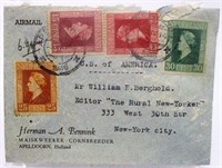 1946 Holland to NY Quadruple Stamped Envelope