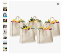 CONNECT 5 Pack Canvas Grocery Shopping Bags