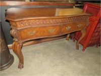 HOOKER CARVED 2 DR. ENTRY TABLE / SOFA TABLE
