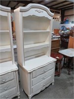 FRENCH PROVINCIAL STYLE 3 DR BOOKCASE CHEST 2 PC.