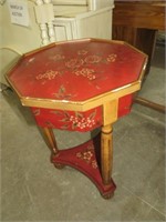 HAND PAINTED OCTANGULAR SHAPED ACCENT TABLE