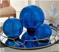 Set of 3 Lit Indoor Outdoor Mercury Glass Spheres