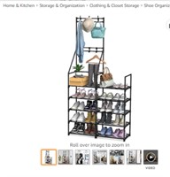 Hall Tree with 5 Tier Shoe Rack for Entryway