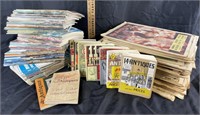 Sporting News papers, antique reference books,