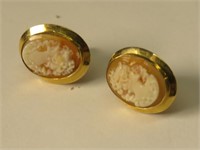 18k yellow gold Cameo Earrings 3.0 grams total