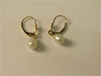 14k yellow gold Baroque Pearl Lever Back Earrings