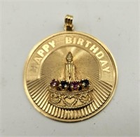 10 Gram 14k Gold Happy Birthday Pendant