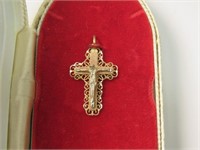 14k two tone Cross in original cathedral box