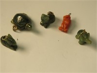 Group of 5 Carved Jade & Coral Charm/Pendants
