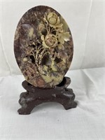 Intricately Carved Flowers And Bird On Stone