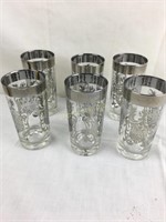 6Pc Glasses With Silver Trim