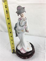 9 1/2" Oriental Figurine On Wood Stand
