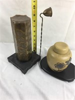 Candle With Wood Holder And Brass Sniffer