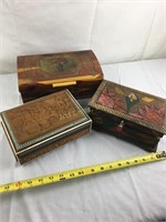 3 Wooden Trinket/Jewelry Boxes