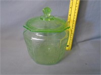 Green Depression Biscuit Jar