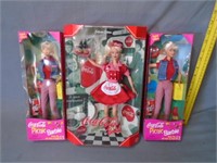 3 Coca Cola Barbie Dolls - NIB