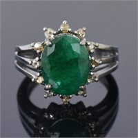 APPR $2700 Emerald Ring 925 Silver