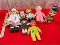 Vintage plastic ,wooden,stuffed dolls