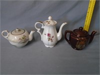 3 Handpainted Teapots