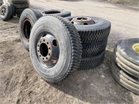 (4) 12R22.5 Tires and Rims