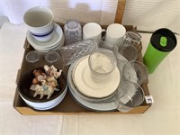 Assorted Glassware, Dishes and Magnets