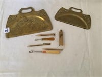 Antique Cast Crumb Butlers and Assorted Trinkets