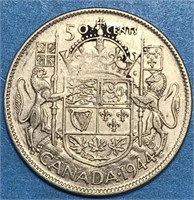 1944 Fifty Cents Silver Canada