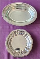 Silver-plated tray with glassbake dish & bowl
