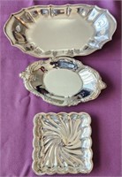 Group of 3 Silver-plated serving dishes