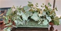 Metal planter with silk greenery approx 20 inches