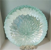 Sea glass colored plate and stand