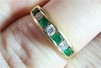 14 kt emerald and diamond guard ring appraised at