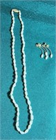 Freshwater pearl necklace & earrings set 14kt