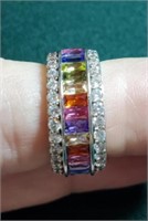 Multicolored sterling silver ring