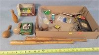 Antique Pins, Sewing Misc., 16" Bats, & 1/43 JD