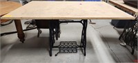 Treadle sewing machine cast iron base, converted