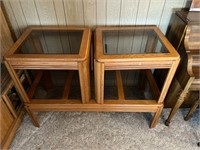 Pair:80's End Tables, Coffee Table w Tinted Glass