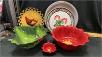 Christmas bowls and misc plates
