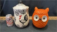Rooster and owl canisters
