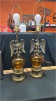 Pair of eagle lamps