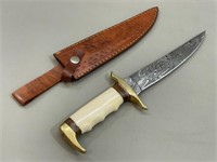 8" Fixed Blade Knife w/ Camel Bone & Sheath