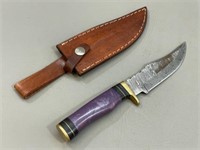 5" Fixed Blade Knife w/ Tooled Leather Sheath