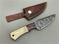 4 1/2" Fixed Blade Knife w/ Camel Bone & Sheath