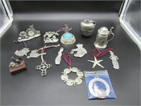LOT OF PEWTER ITEMS INCLUDING SEAGULL AND AMOS