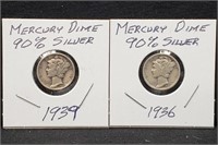 1936-39 Mercury Silver Dimes