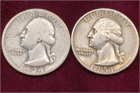1934-51 Washington Silver Quarters